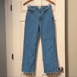 Frame Denim High-Rise Straight Leg LenJane Crop Jeans - Medium Blue